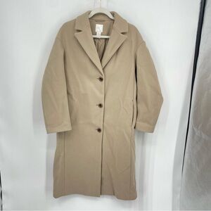 H&M Straight Cut Coat Sz XS beige mid length peacoat